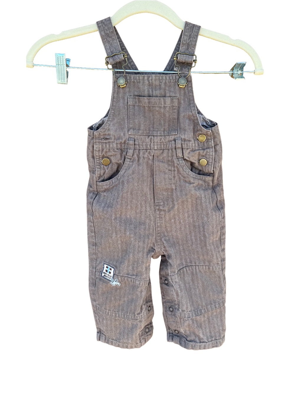 VTG JFB Herringbone Tweed Overalls Novelty House Patch Giraffe Baby Boy Girl 12M